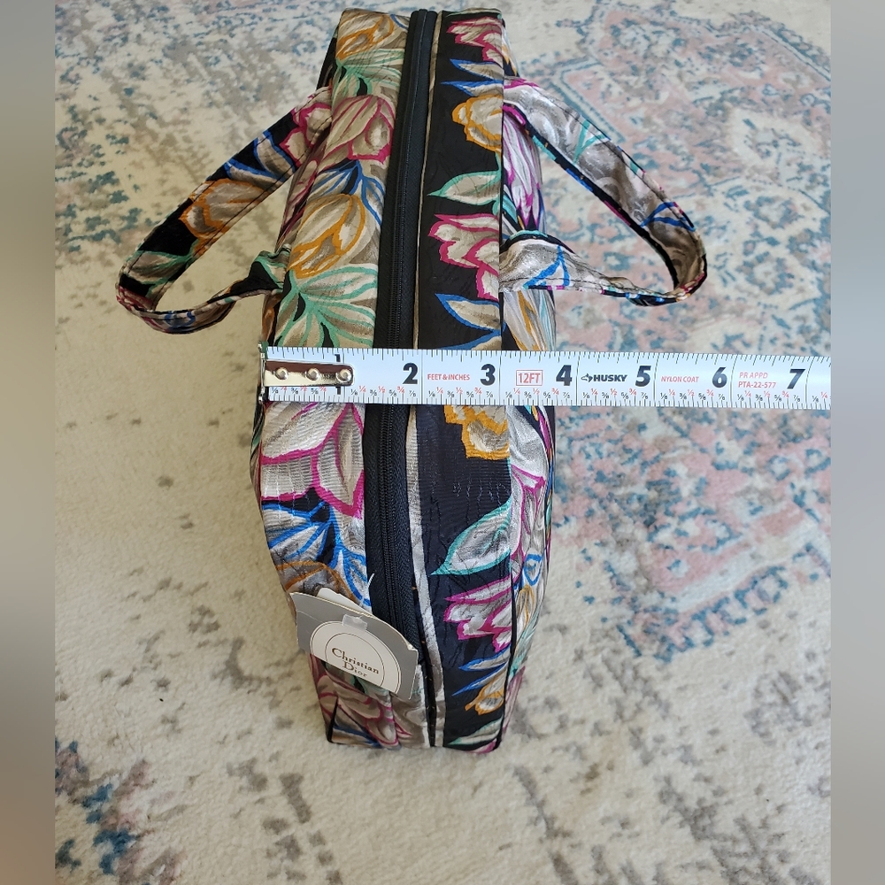 Vintage Christian Dior Floral Print Multi Color Zip Around Bag NWT Designer Boho - Picture 9 of 16